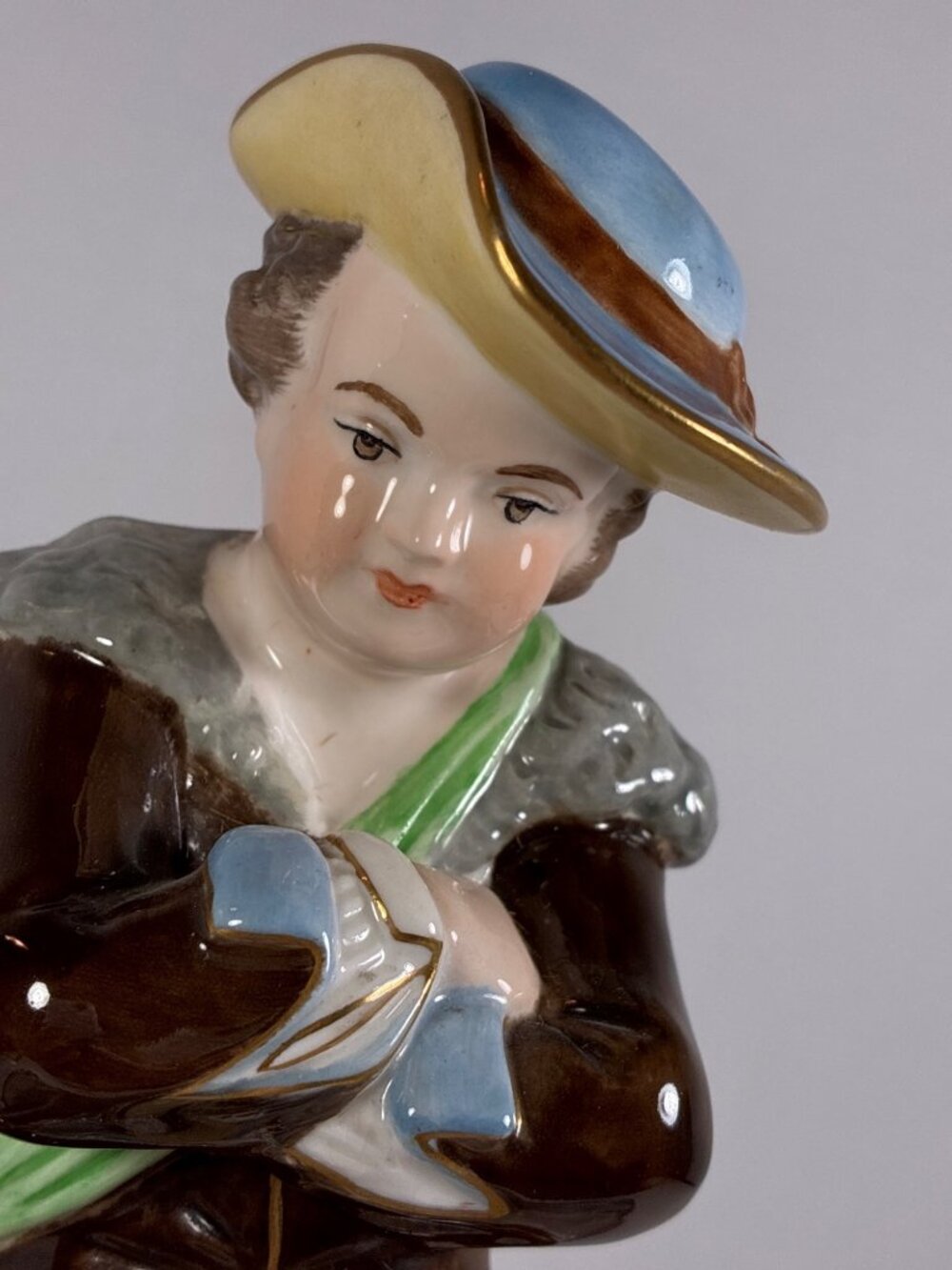 Vintage Winterling Germany Gentleman Figurine Brown Coat Rococo Porcelain Figure - Picture 3 of 14